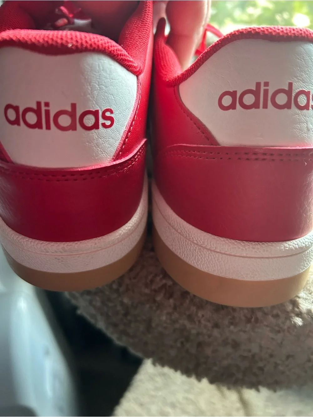 adidas Men’s Red and White Low-Top Sneakers - Classic Stripe